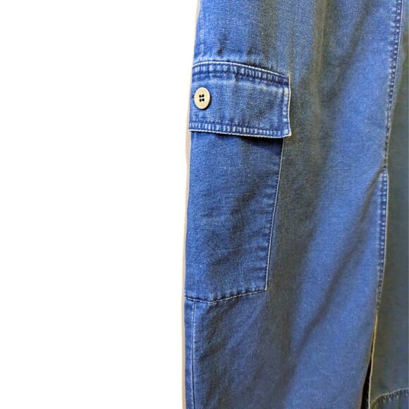 Vintage 90s Y2K Denim Midi Skirt w Pockets Slit Streetwear Retro Long Cotton Med - Picture 7 of 14